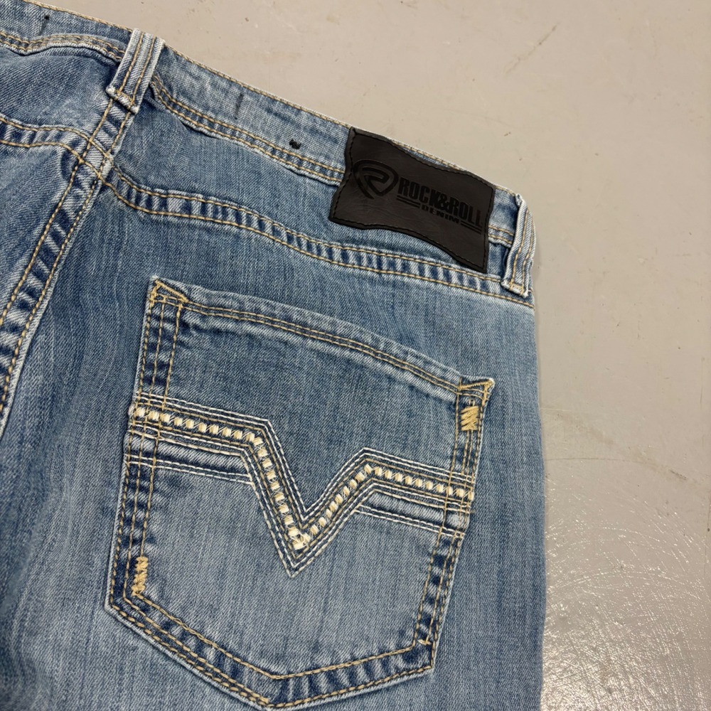 Rock and Roll Denim Pistol Straight Jeans Mens 36x36 Medium Wash Blue - Picture 6 of 7